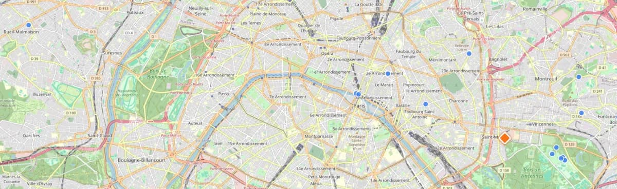 Aperçu de la carte interactive BougeIci avec des points d'intérêt