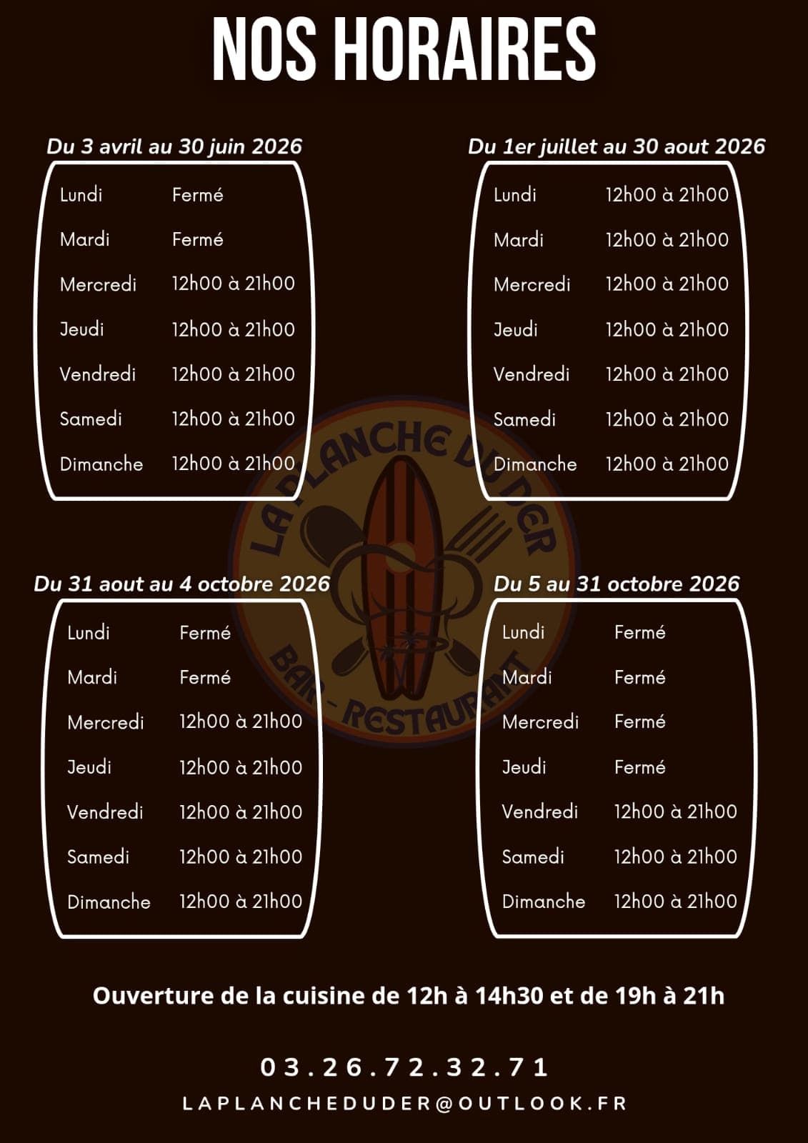 La Planche du Der - horaires