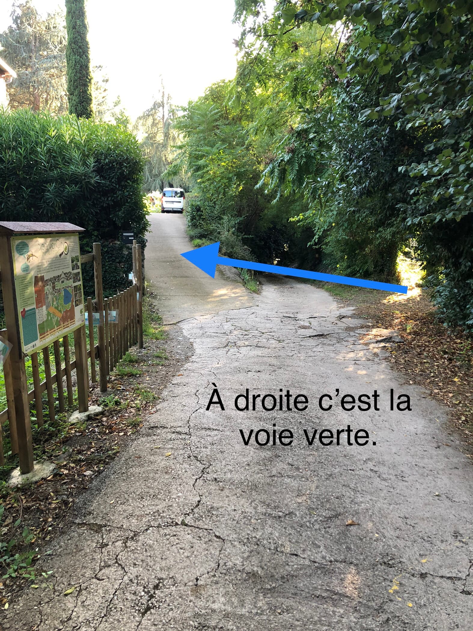 Accés par la voie verte