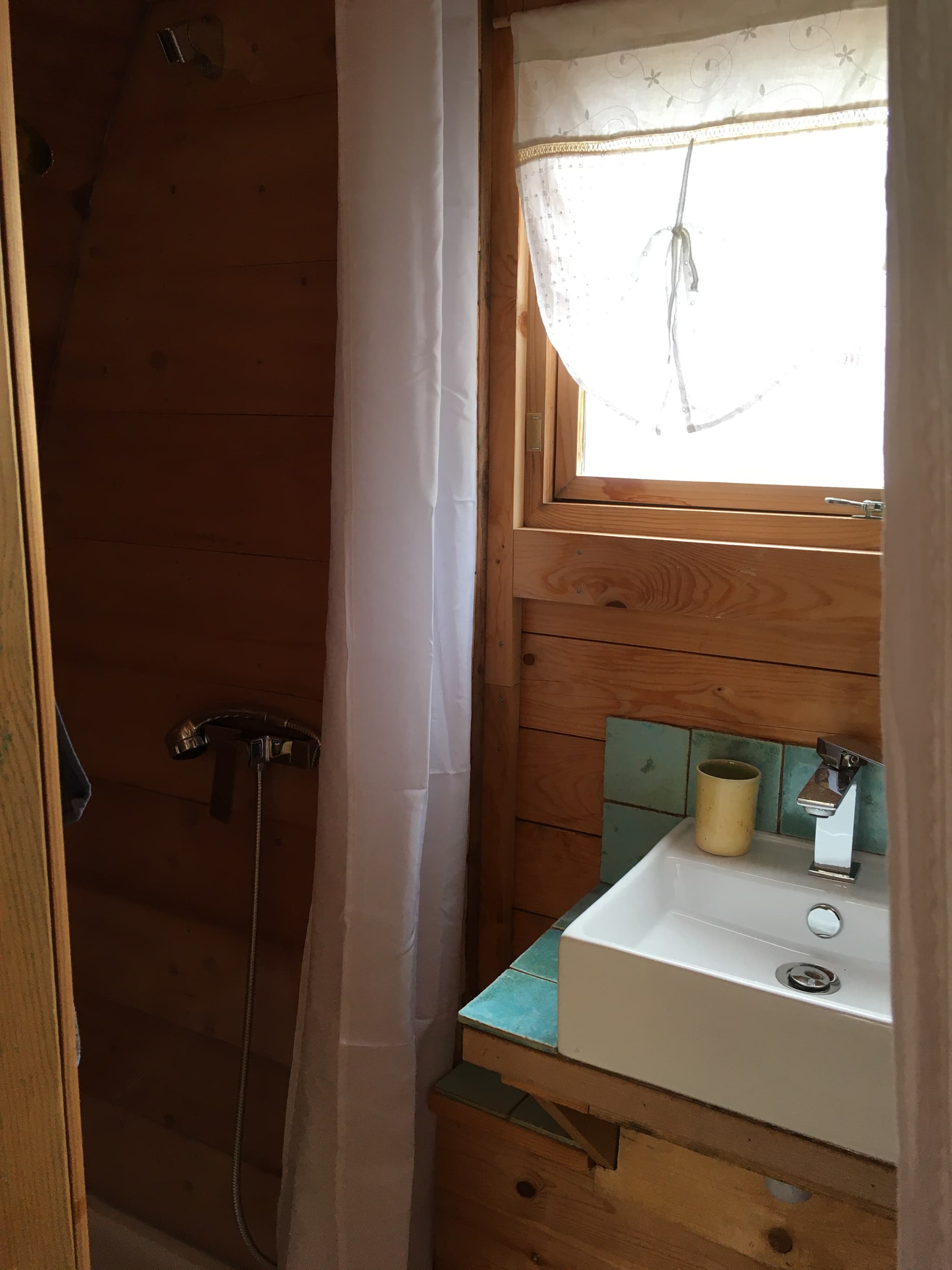 espace douche et lavabo