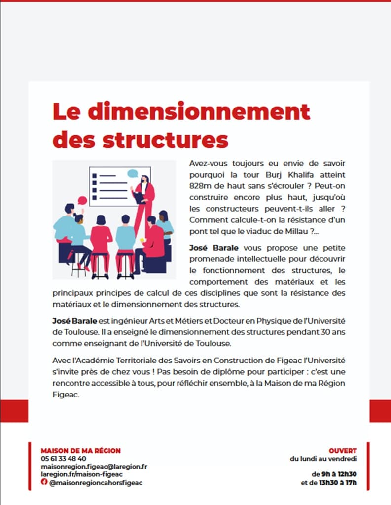 Les cours du soir de l’ATSAC : le dimensionnement des structures