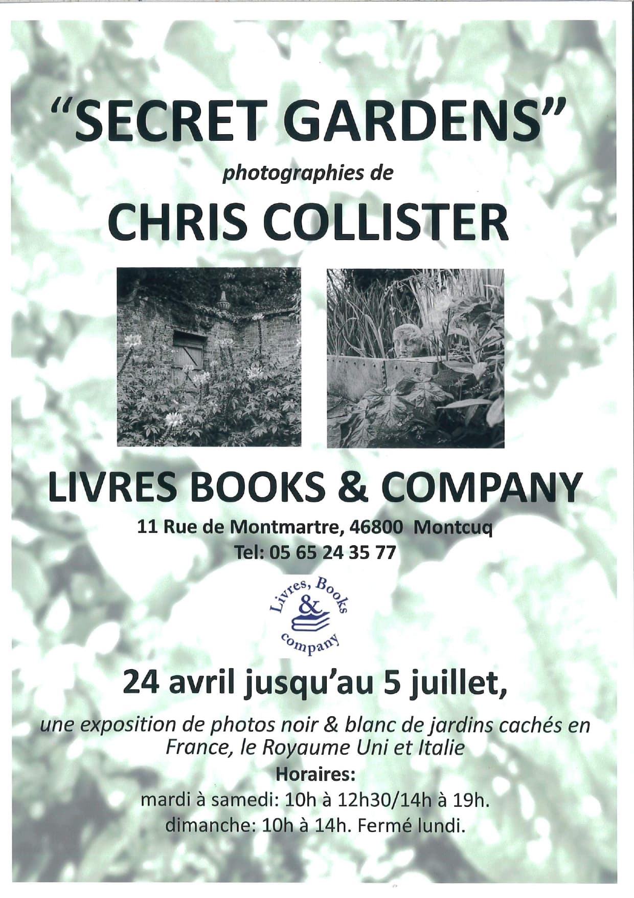 Exposition photographique "Secret Gardens" chez Livres Books & Co