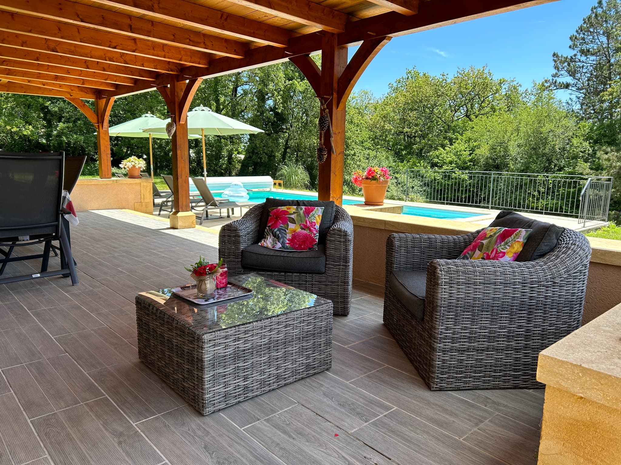 Terrasse - vue arrière de la piscine