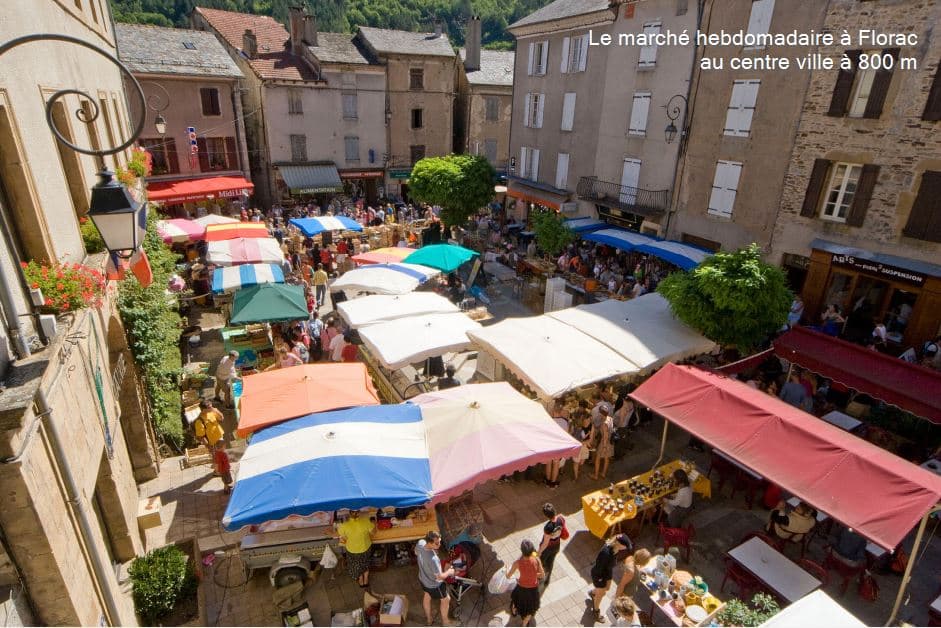 Marché très animé en période estivale de FLORAC le jeudi à 800 m de la location