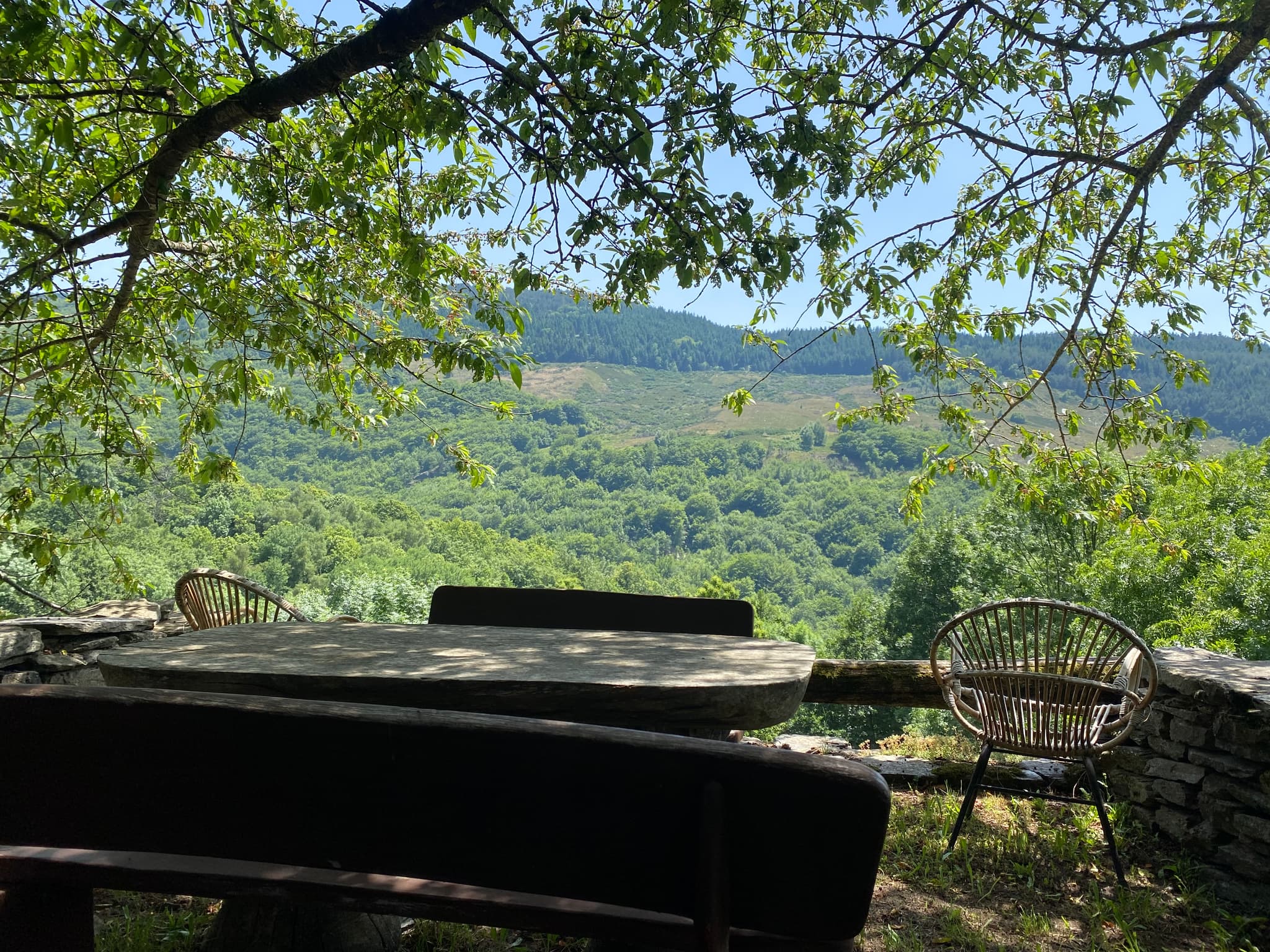 Terrasse ombragée avec vue
