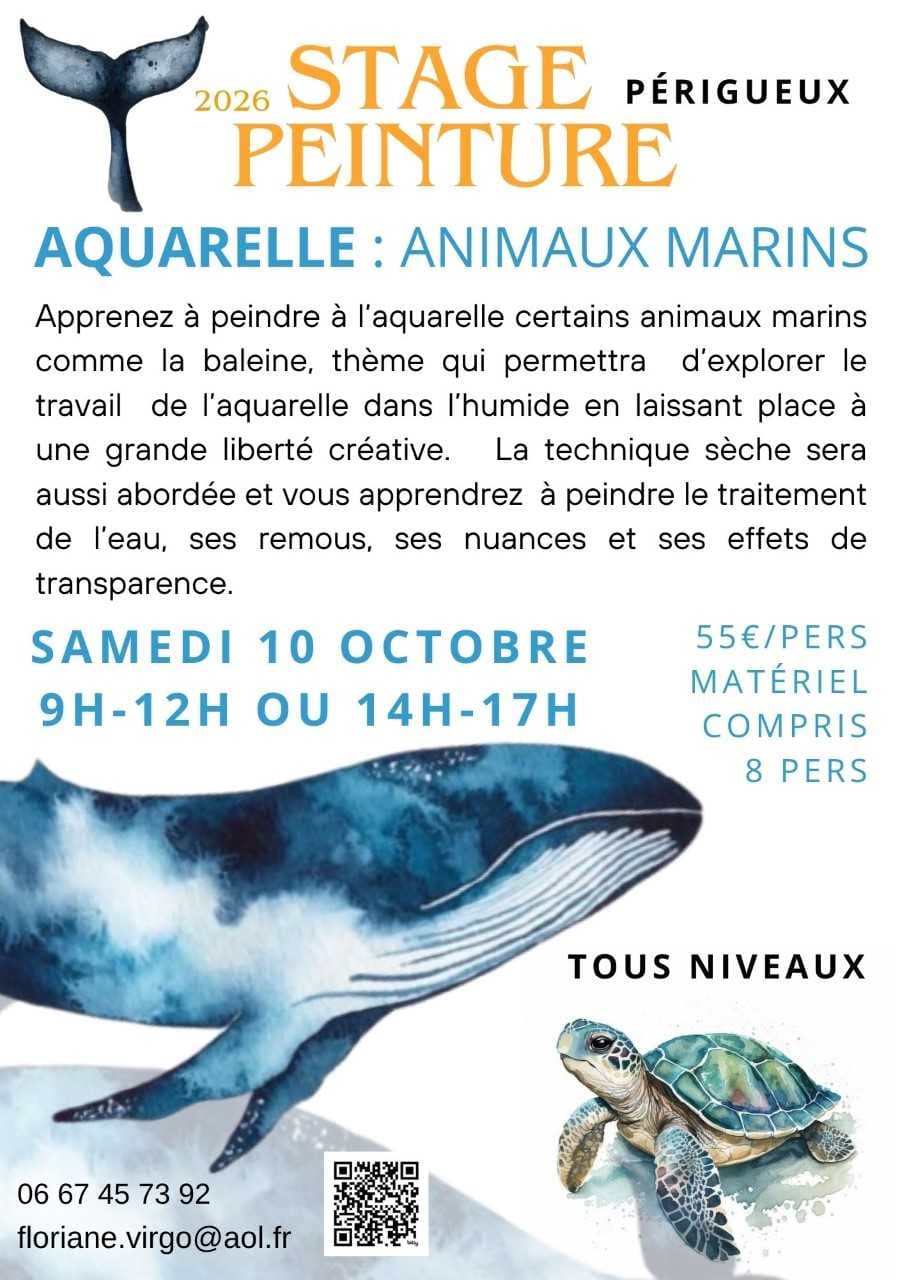 10102026 Aquarelle - animaux marins