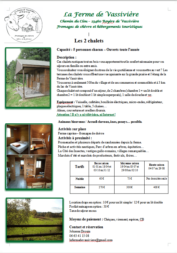 2026 - Fiche chalets