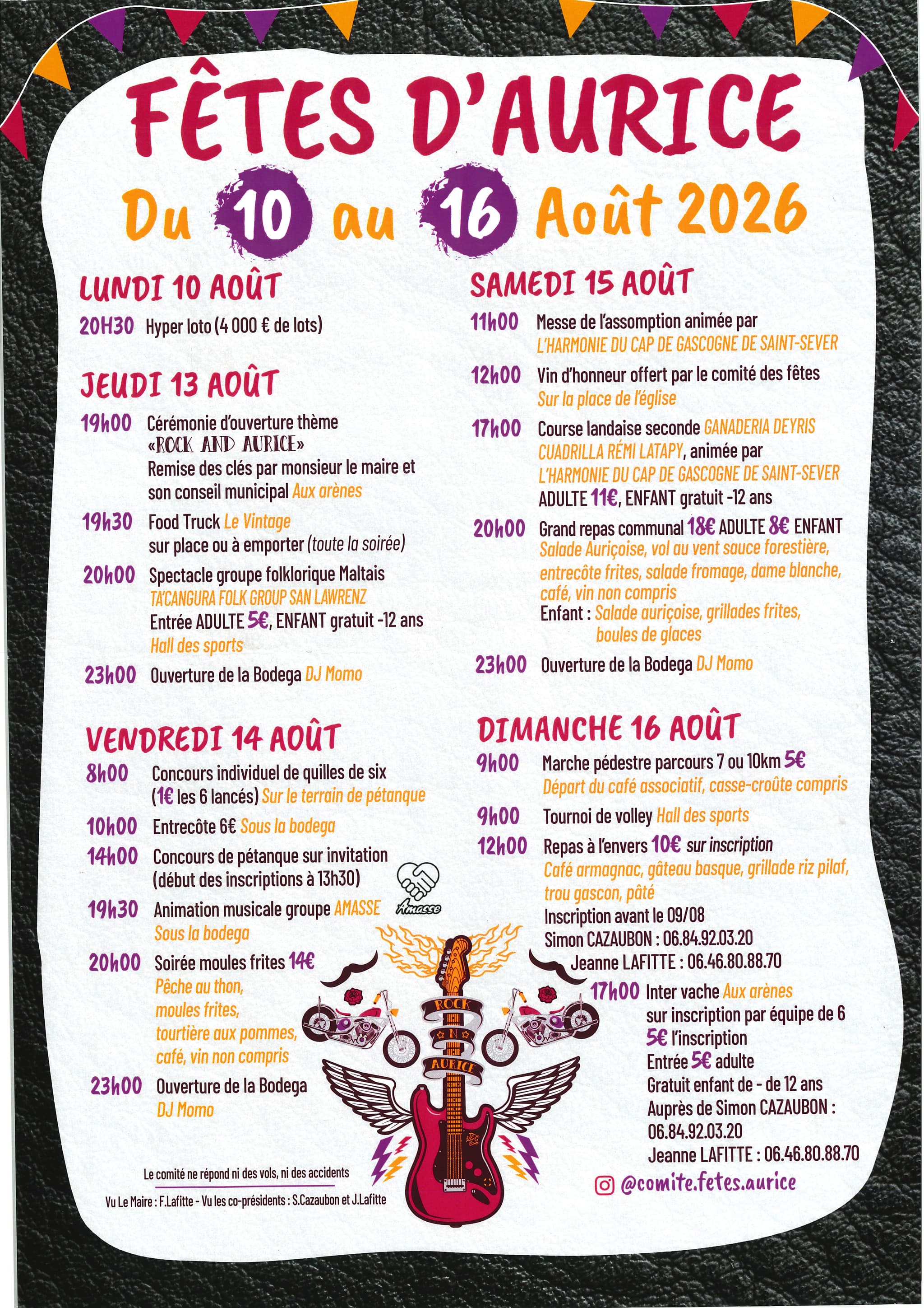 Fêtes Aurice 2026