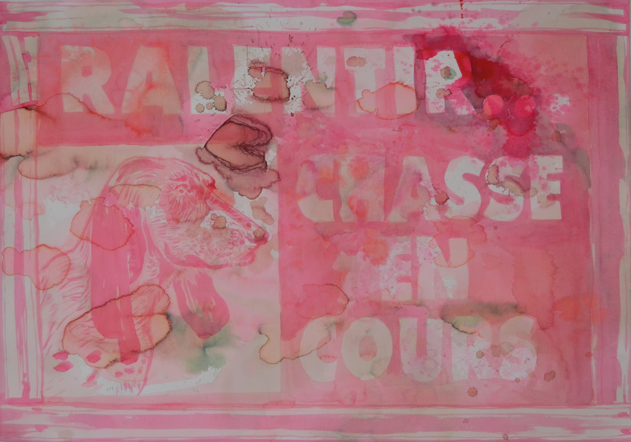 Eva Aurich, 'ralentir chasse en cours #3', 2018, encre sur papier_3