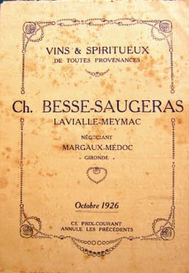 Etiquette Charles Besse et Saugeras