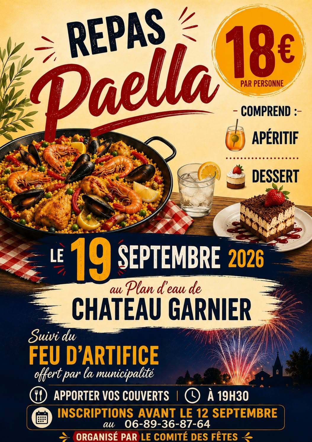 Repas paëlla + Feu d'artifice