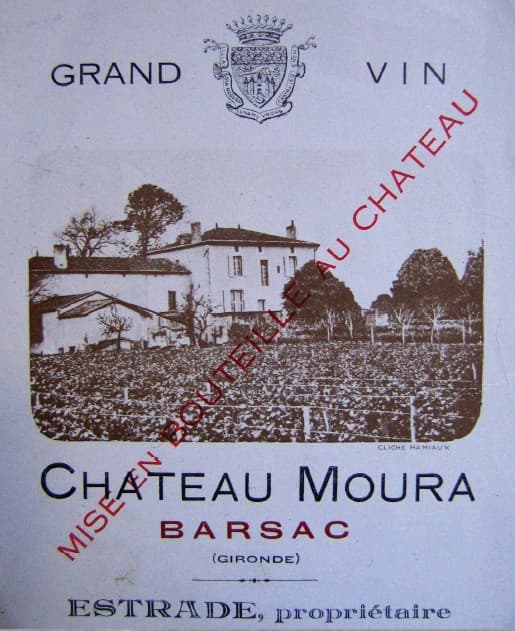 Etiquette Château Moura à Barsac, propriété Estrade