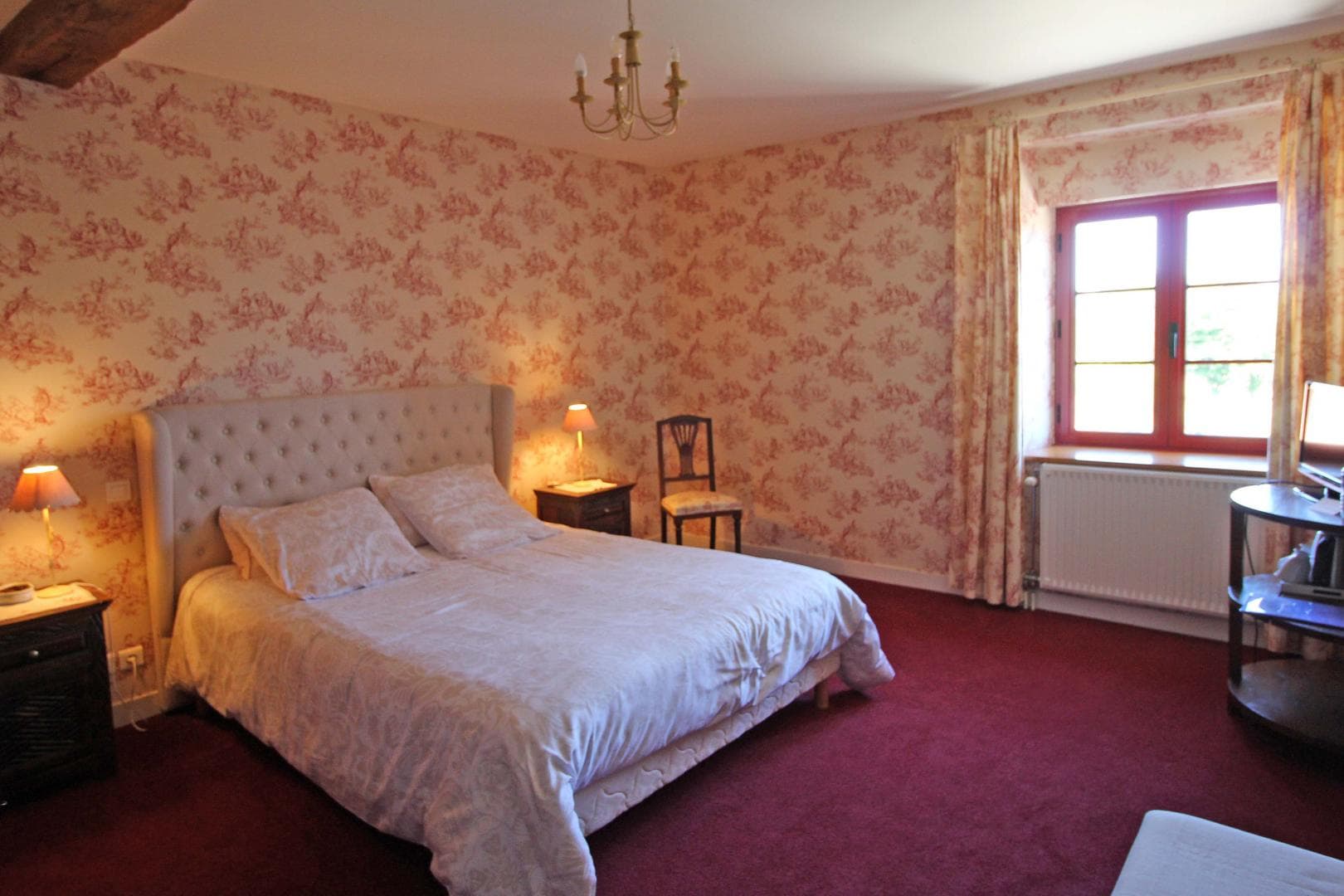 Ferme de Rouffignac à Blanzac en Haute-Vienne - chambre toile de jouy_17
