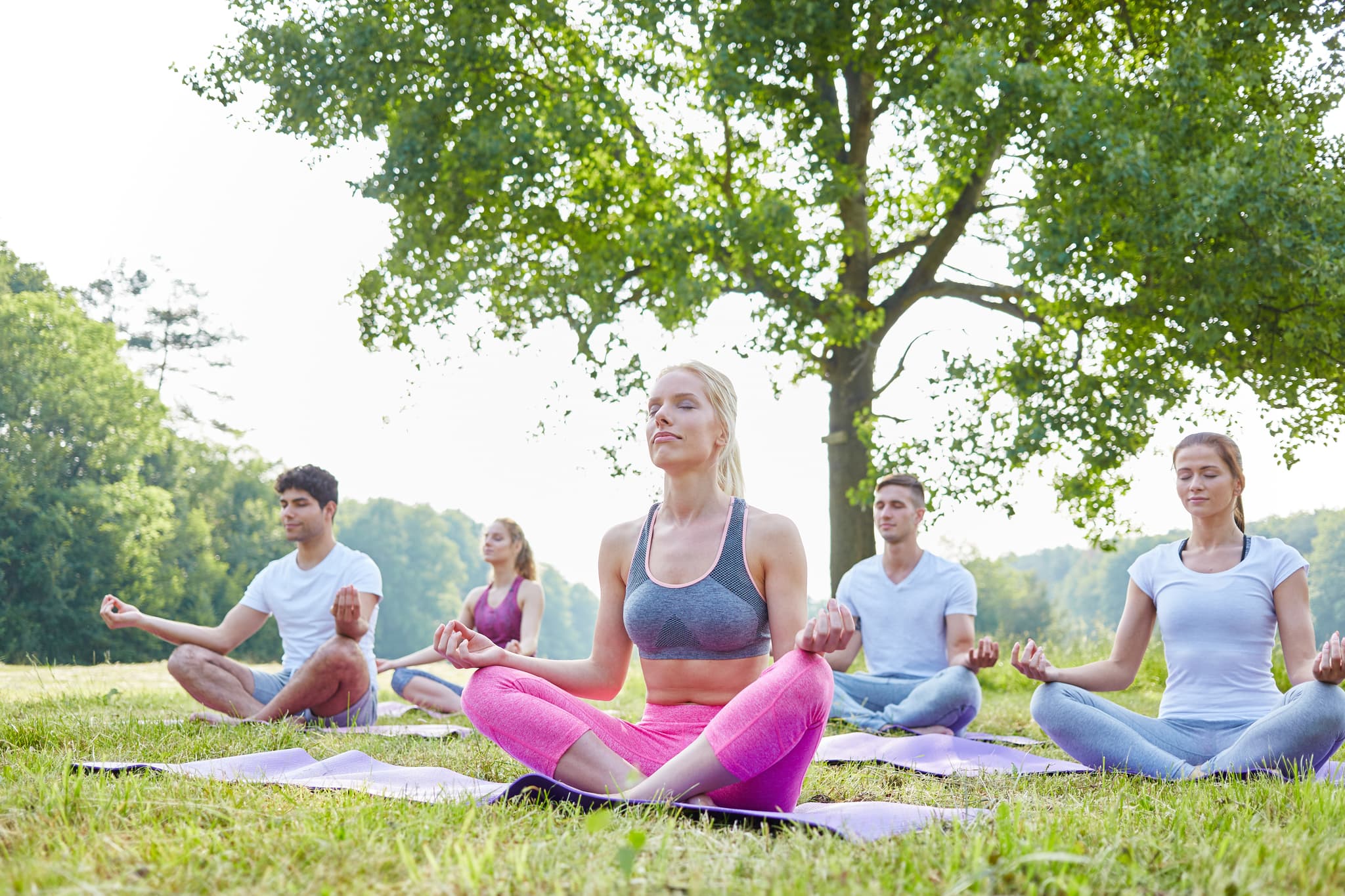 Meditationsgruppe im Park