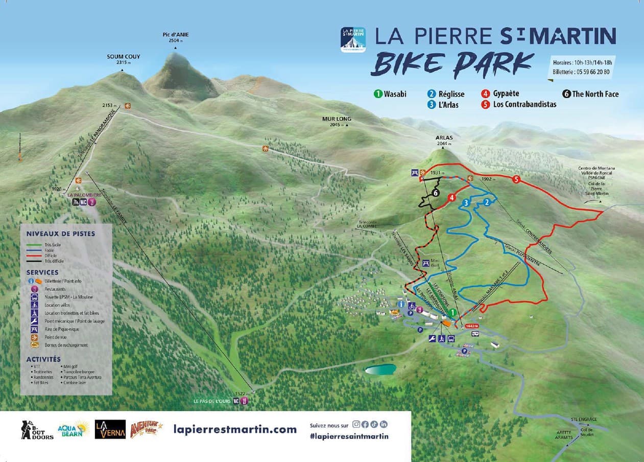 Plan du Bike Park de La Pierre Saint-Martin