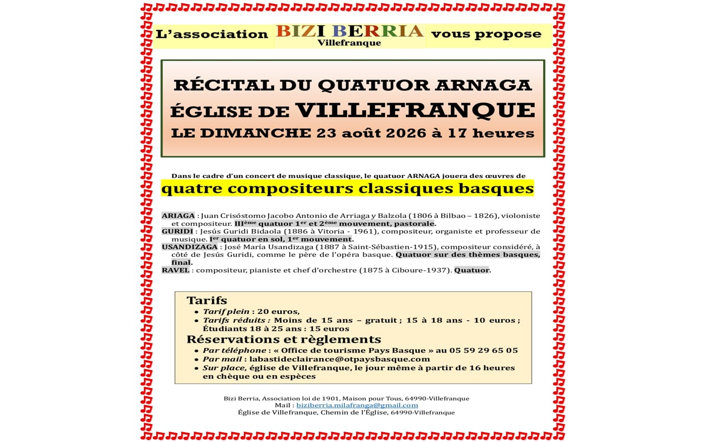 Concert Quatuor Arnaga