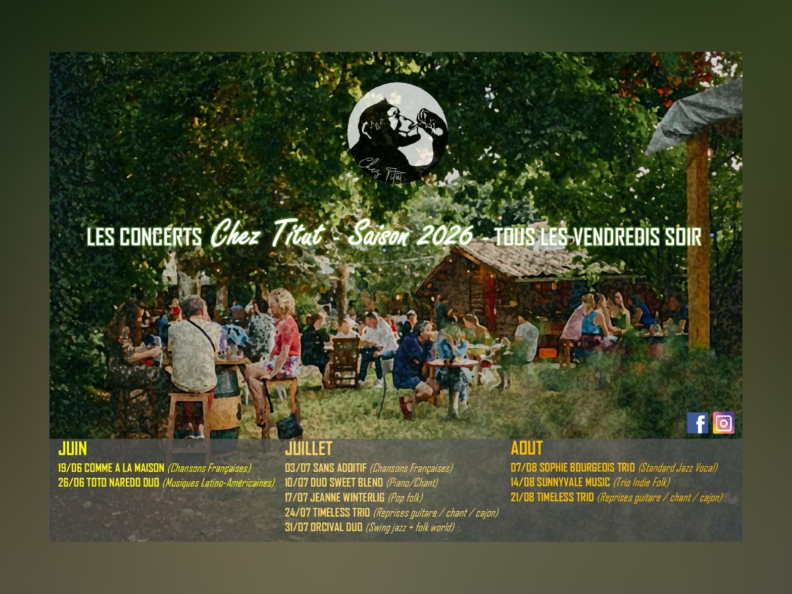 Concerts Chez Titut les vendredis soir (édition 2026)