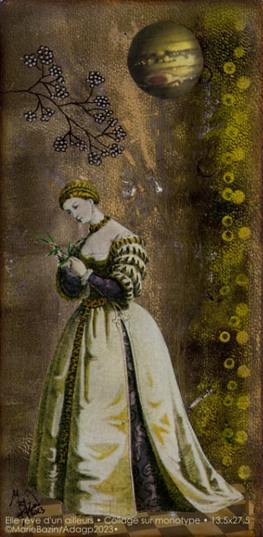 ELLE RE^VE D'UN AILLEURS, collage sur monotype_7