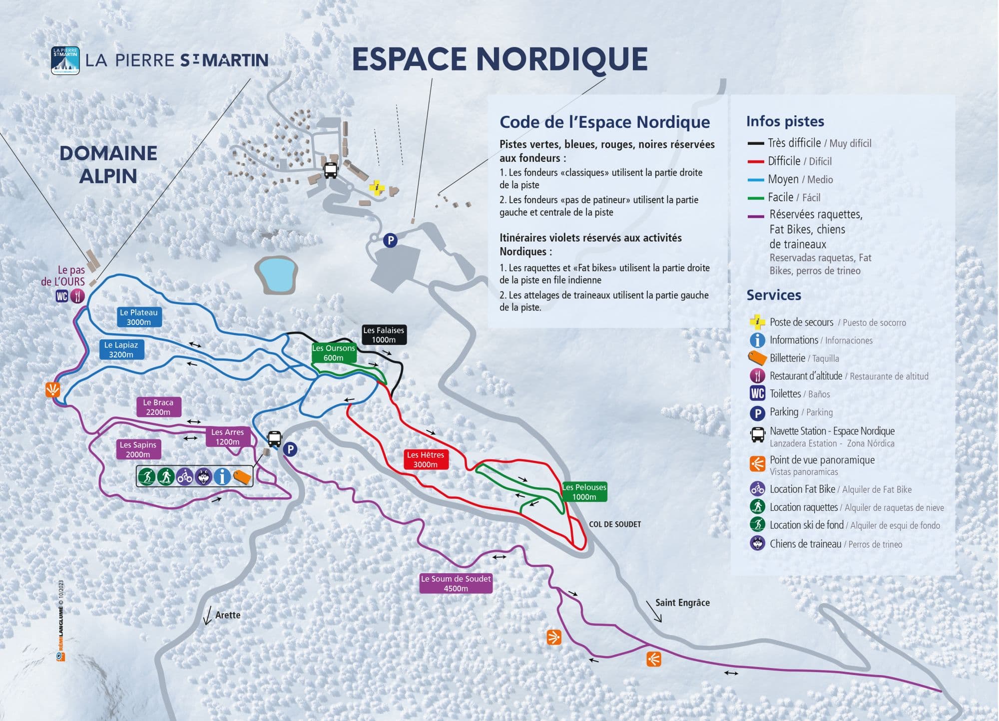 Plan de l'espace nordique de La Pierre Saint-Martin