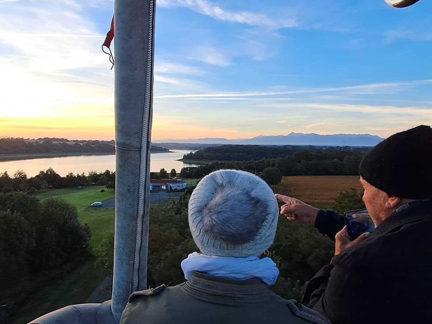 Lourenties, Sud Ouest Montgolfière vol sur le lac du Gabas
