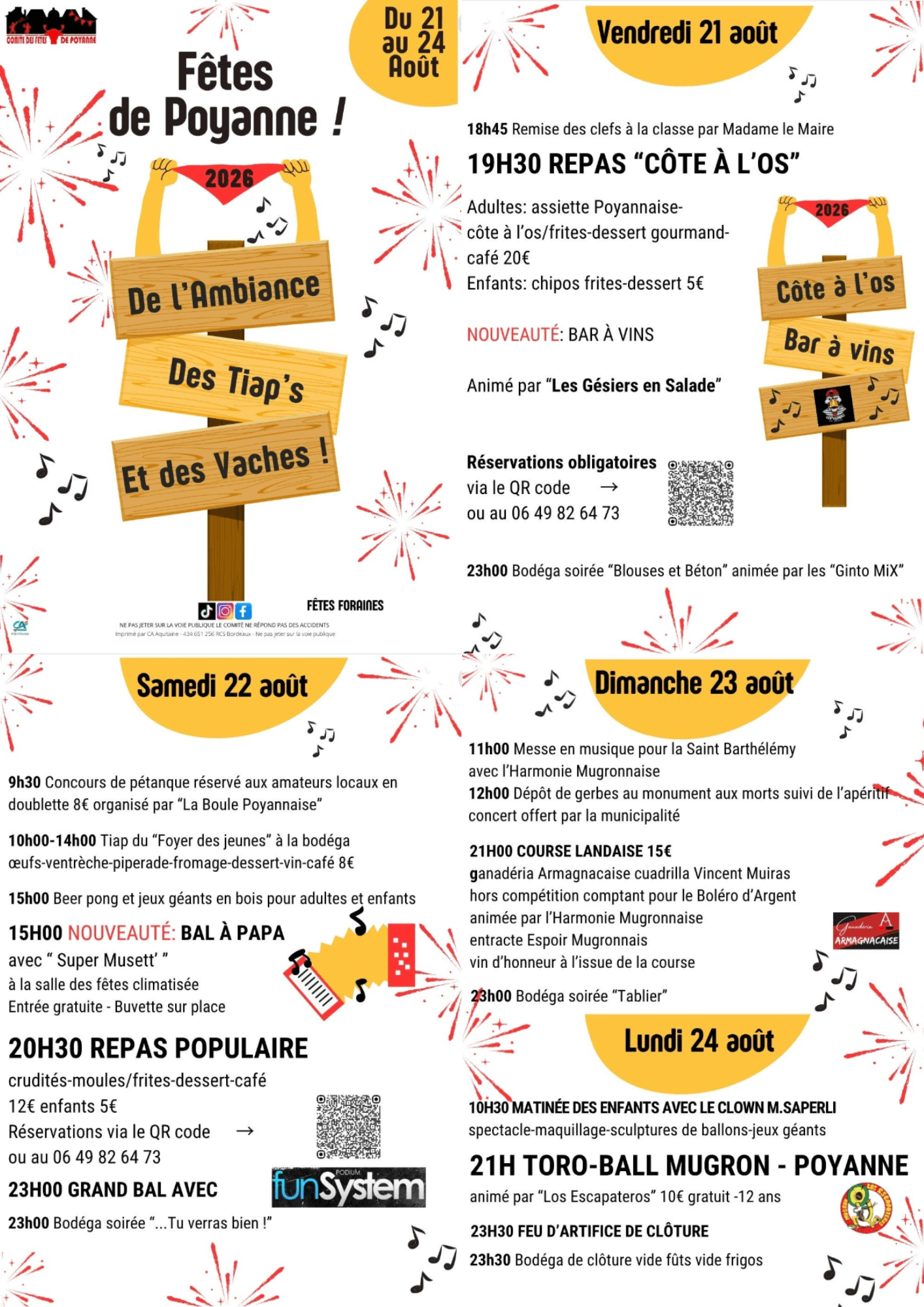 Diverses affiches animations - Fêtes de Poyanne