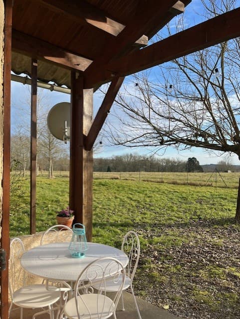 Terrasse Gite Menauton à Betbezer d'Armagnac avec Gites de France Landes