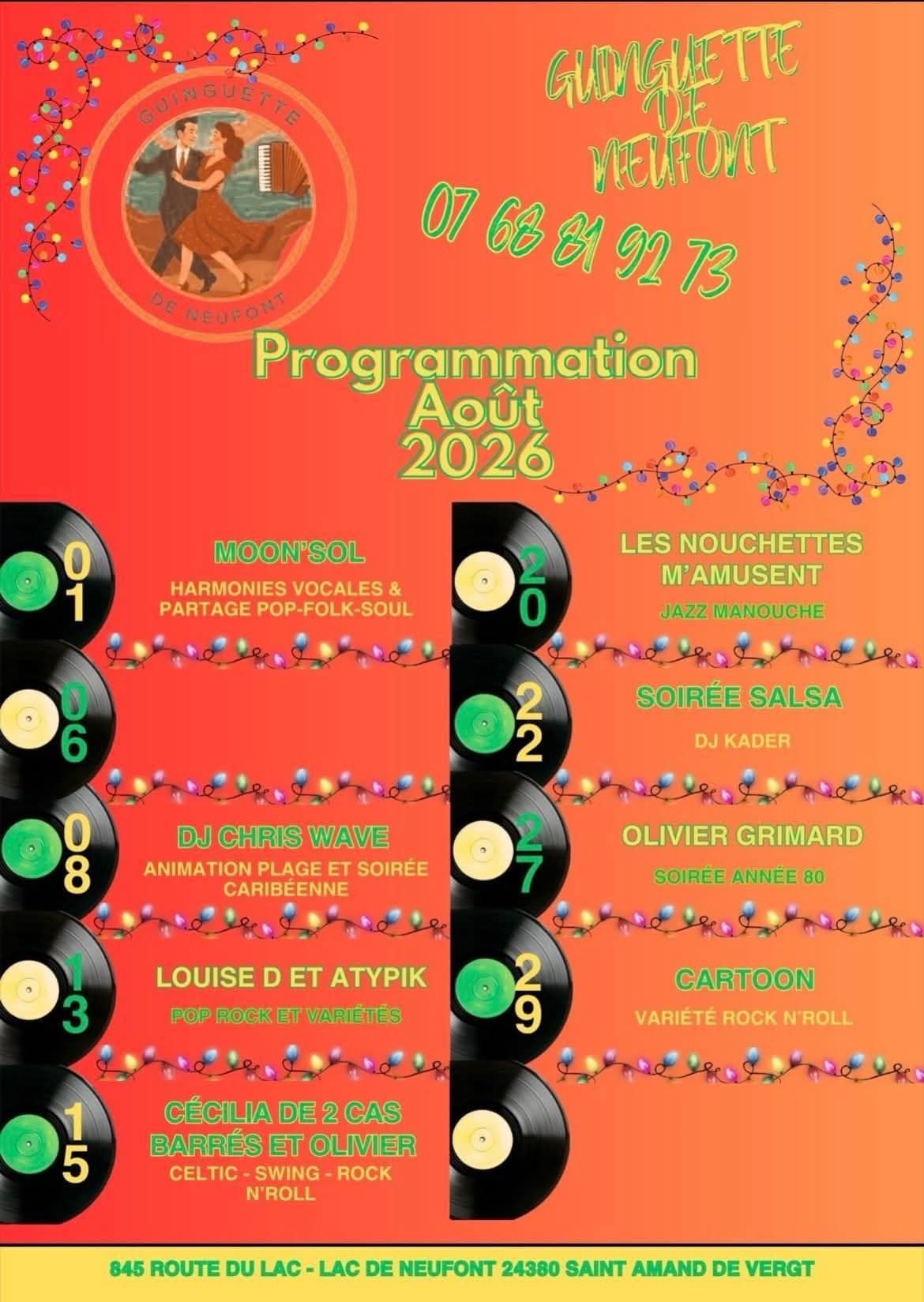 Guinguette de Neufont Programmation août 2026
