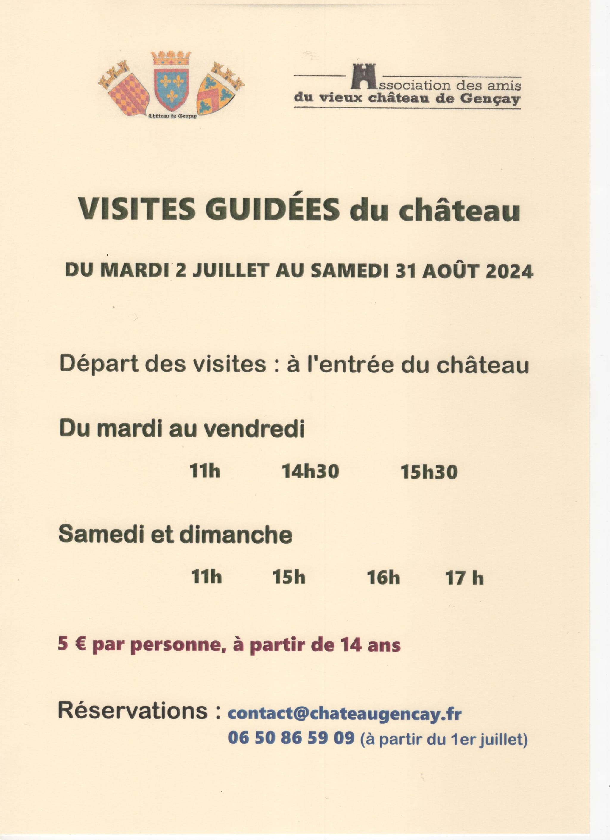 Visites Guidées 2024 Château de Gençay