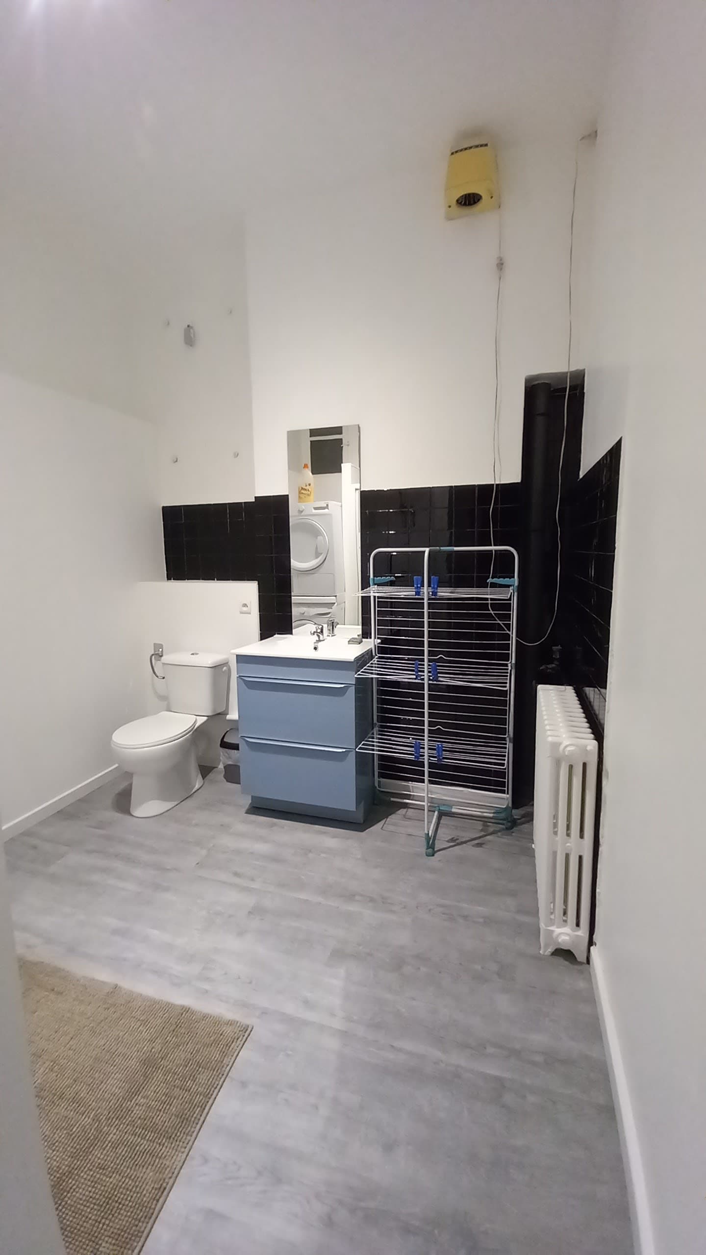 SALLE D'EAU composée de WC, lavabo, linge de toilette, séchoir à linge