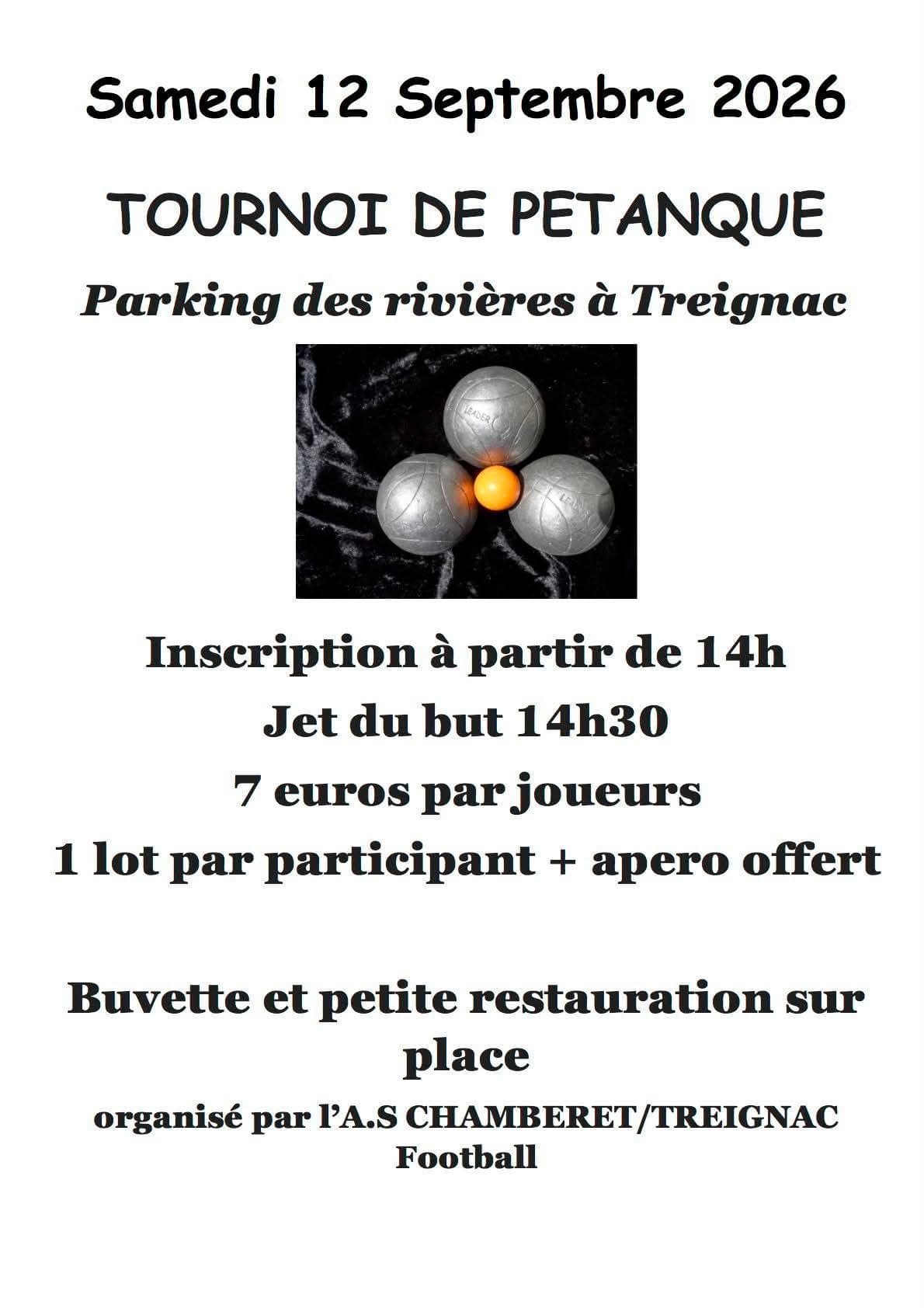 TREIGNAC Tournoi de pétanque 12.09.2026