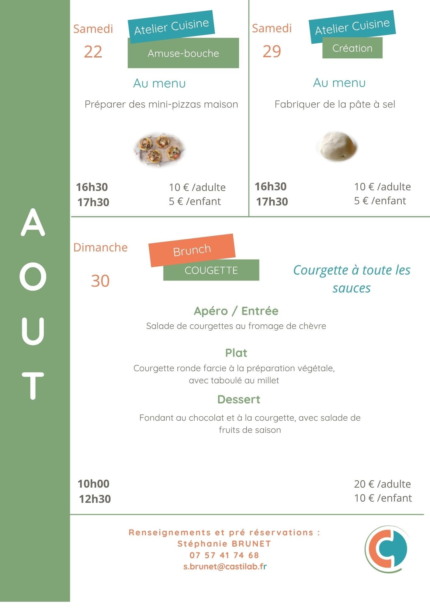 Ateliers culinaires août à Bio d'Ici