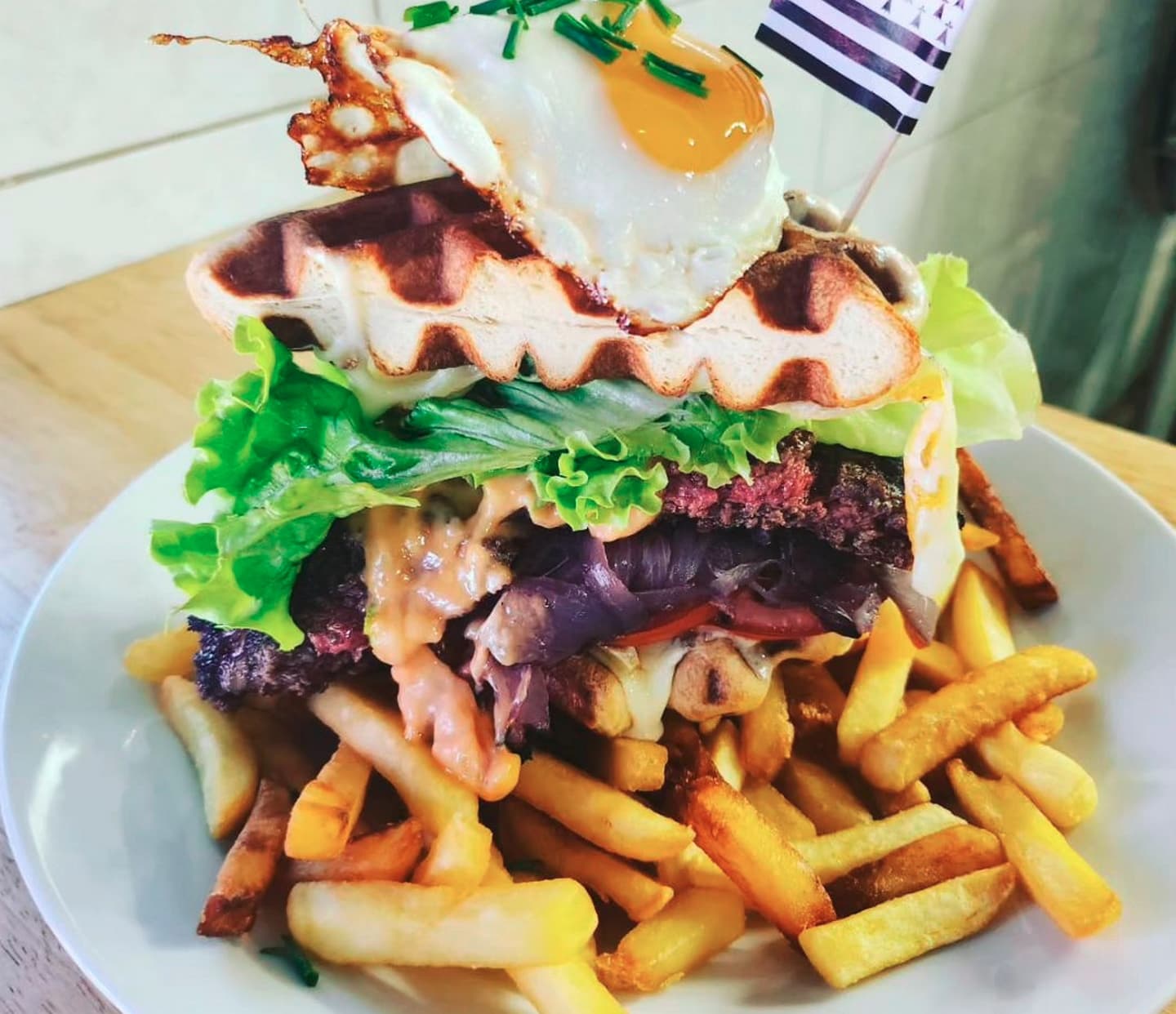 Restaurant Bigoudène - Lescar - burger en gauffre