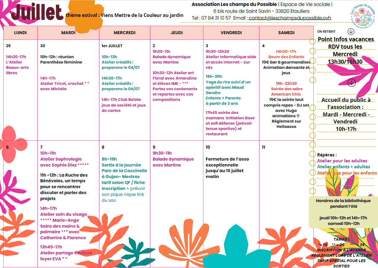 Agenda juillet