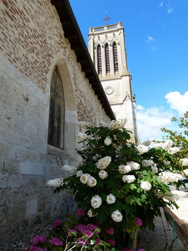 la-sauvetat-eglise-facade-et-fleurs