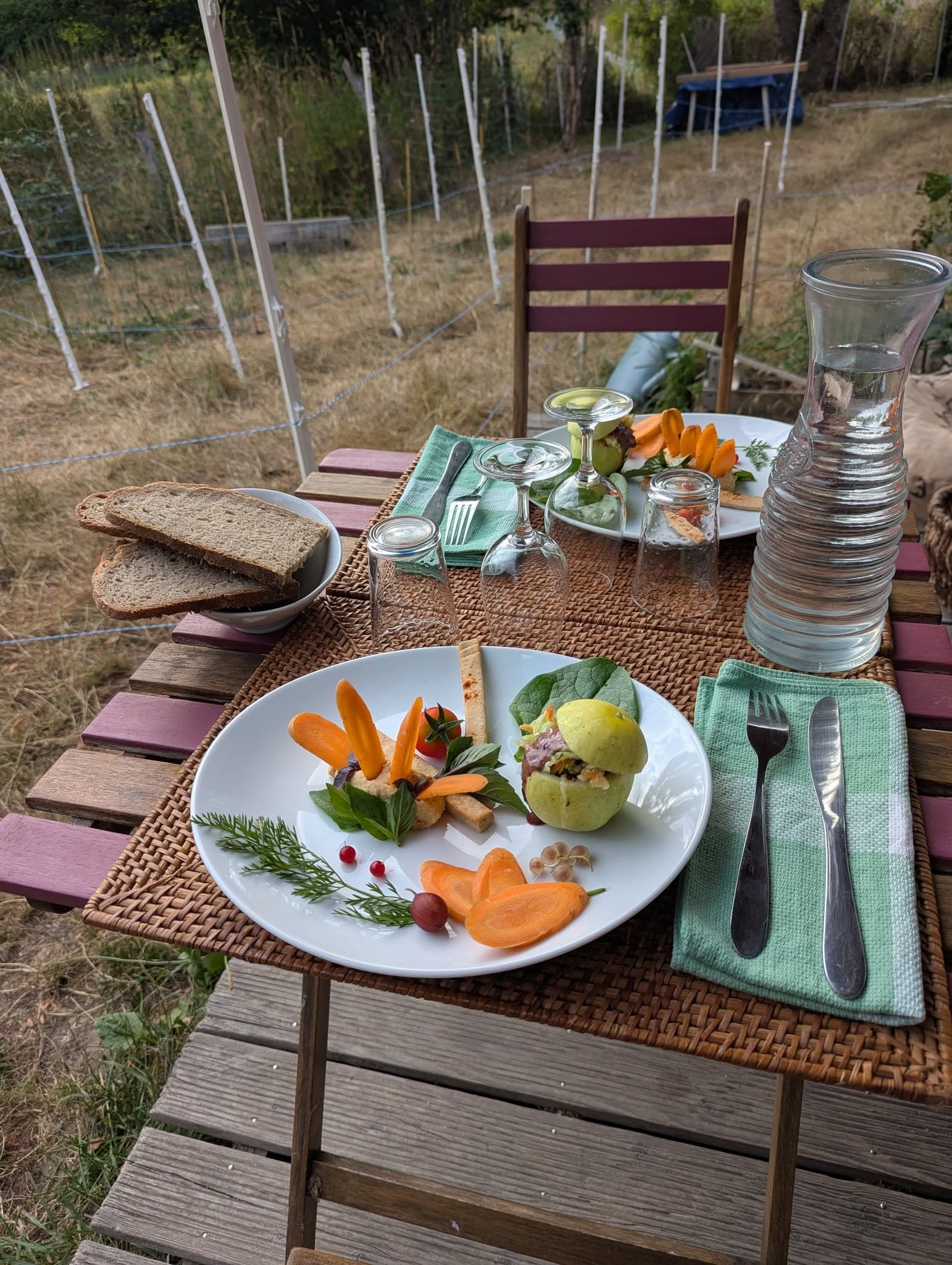 menu végétalien en table d'hôtes