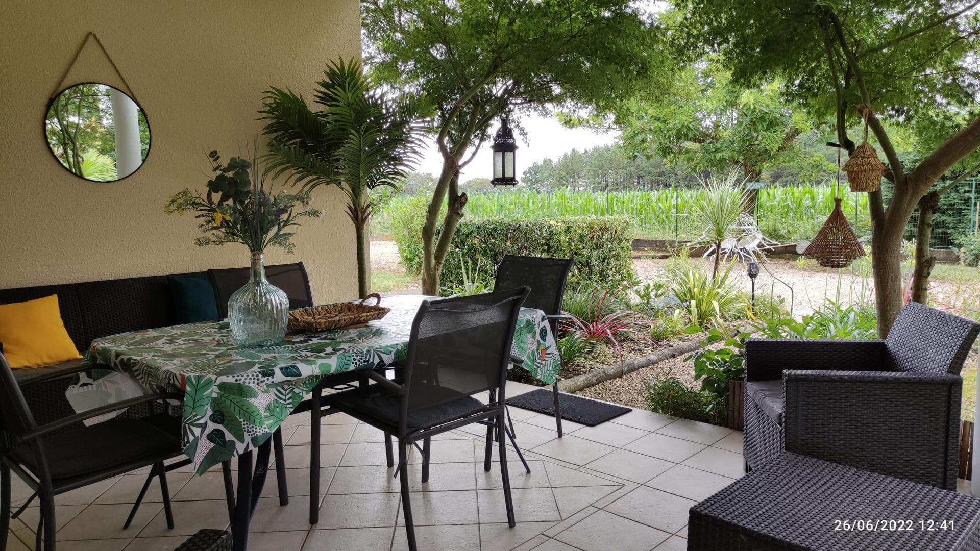 Terrasse Sud Gîte Pourquoi Pas à Bats Tursan avec Gites de France Landes