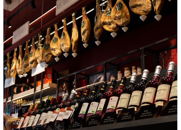 photo jambon et vin