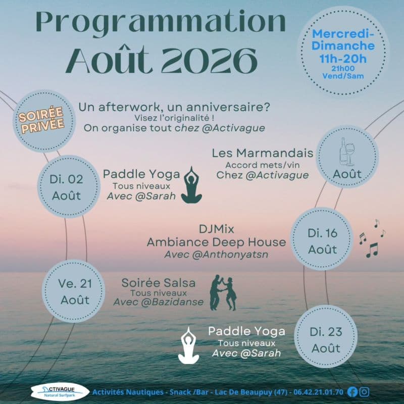 programme activagues aout