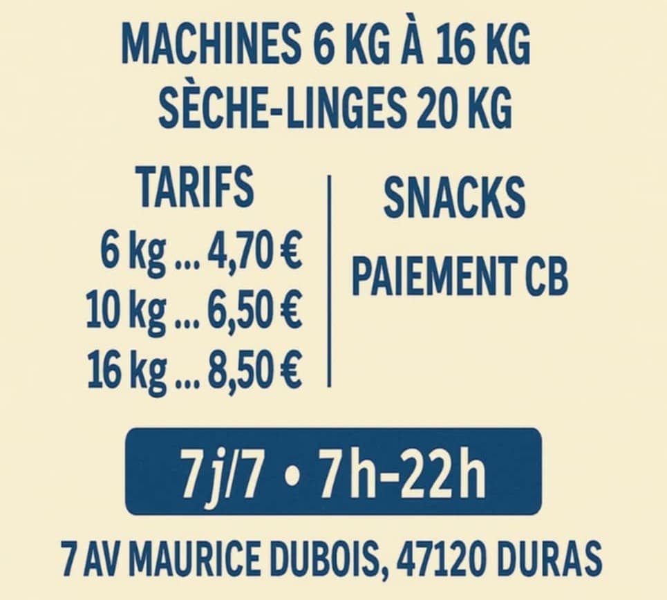 tarifs laverie