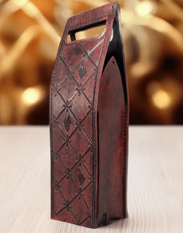PORTE BOUTEILLE CUIR REPOUSSE