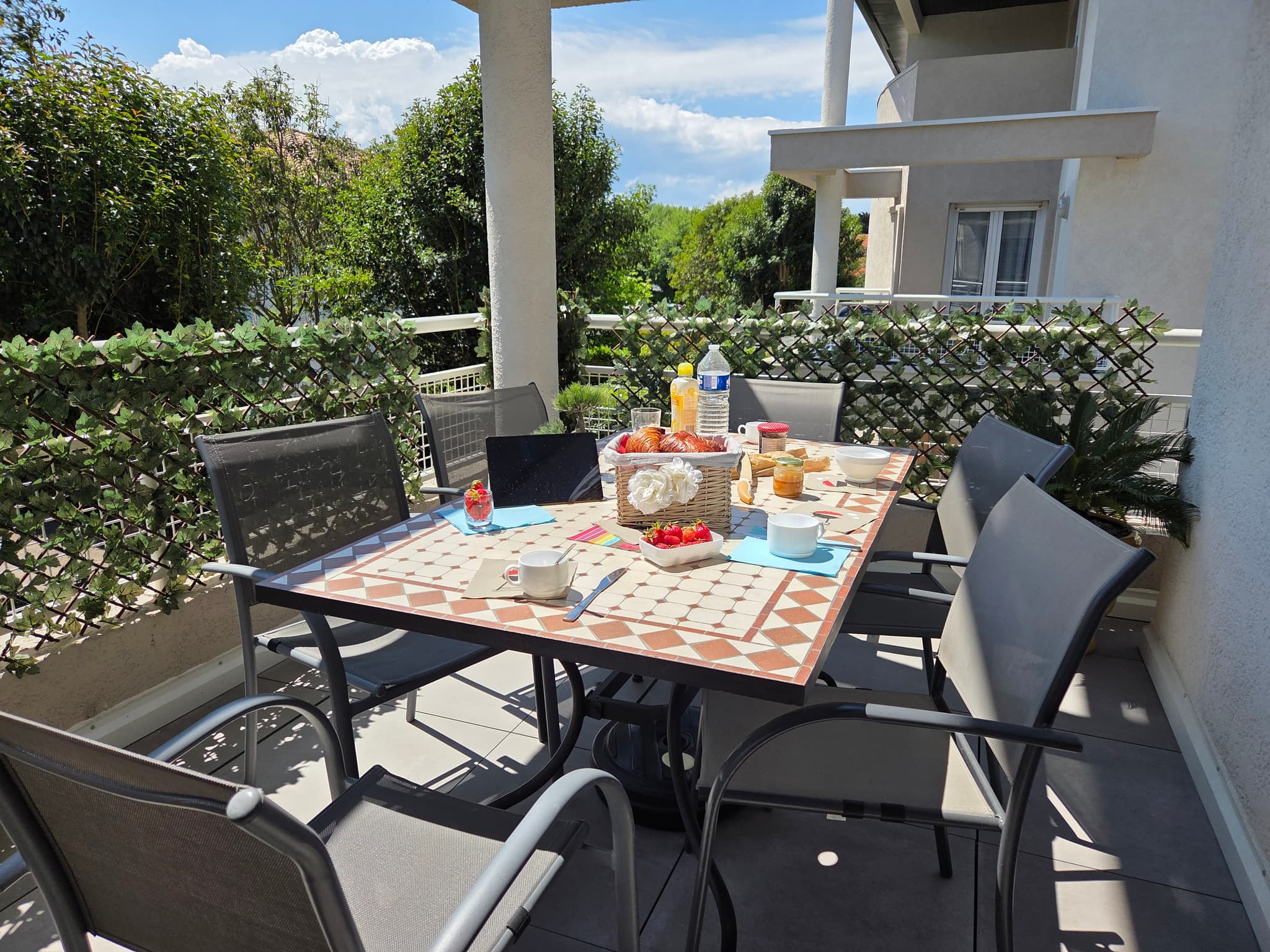 terrasse très bien exposée et équipée