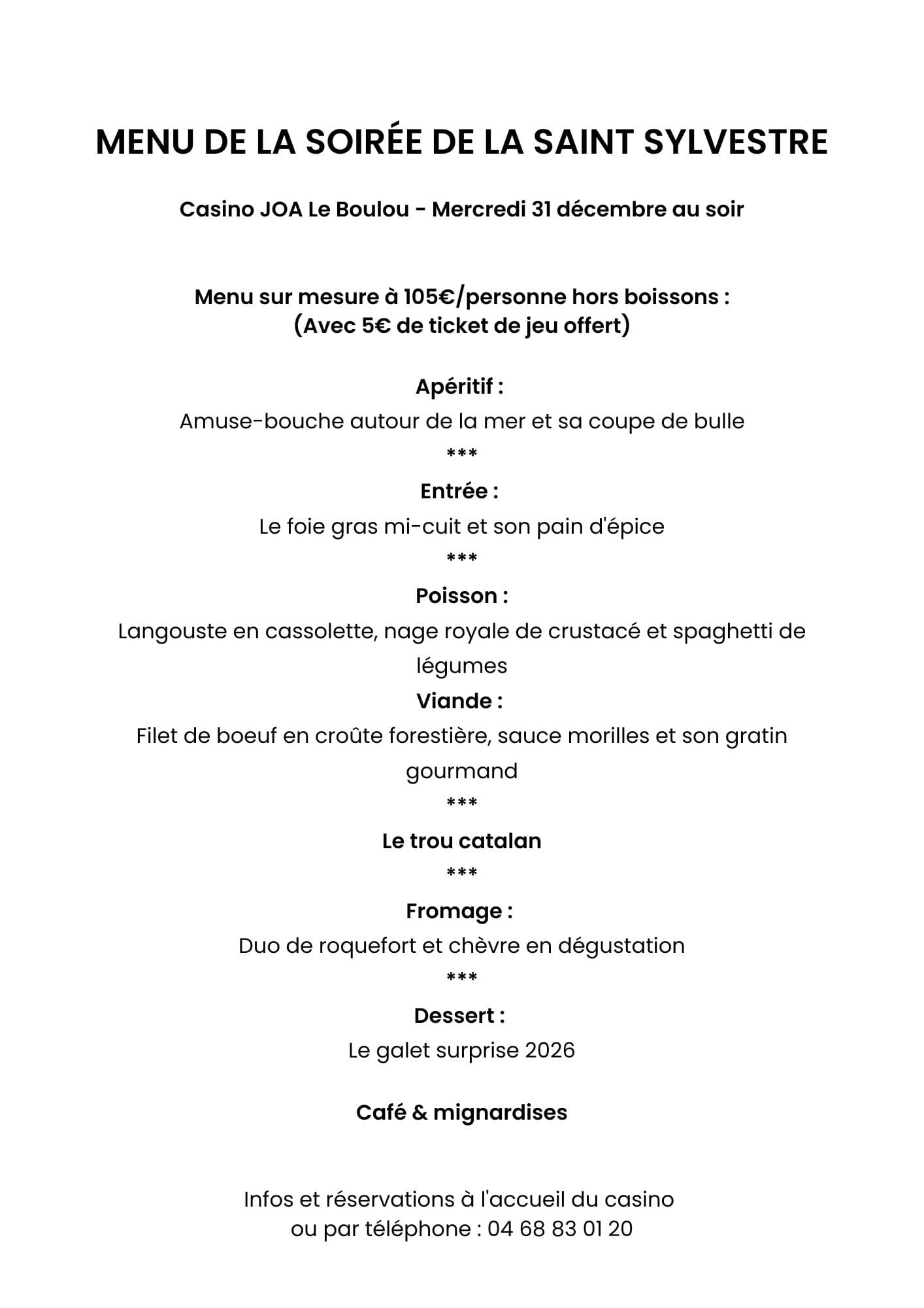 Menu Saint Sylvestre