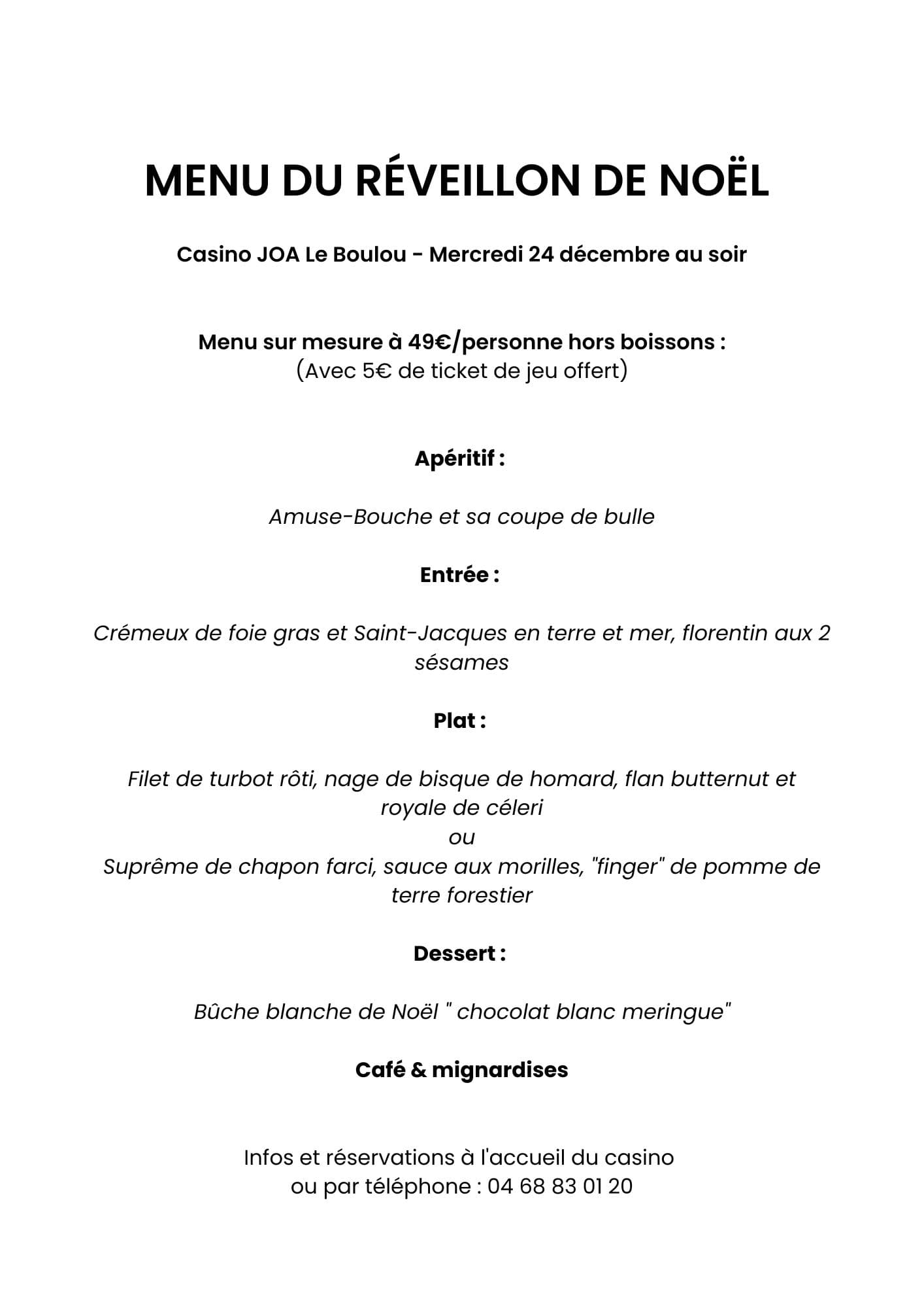 Menu Noël