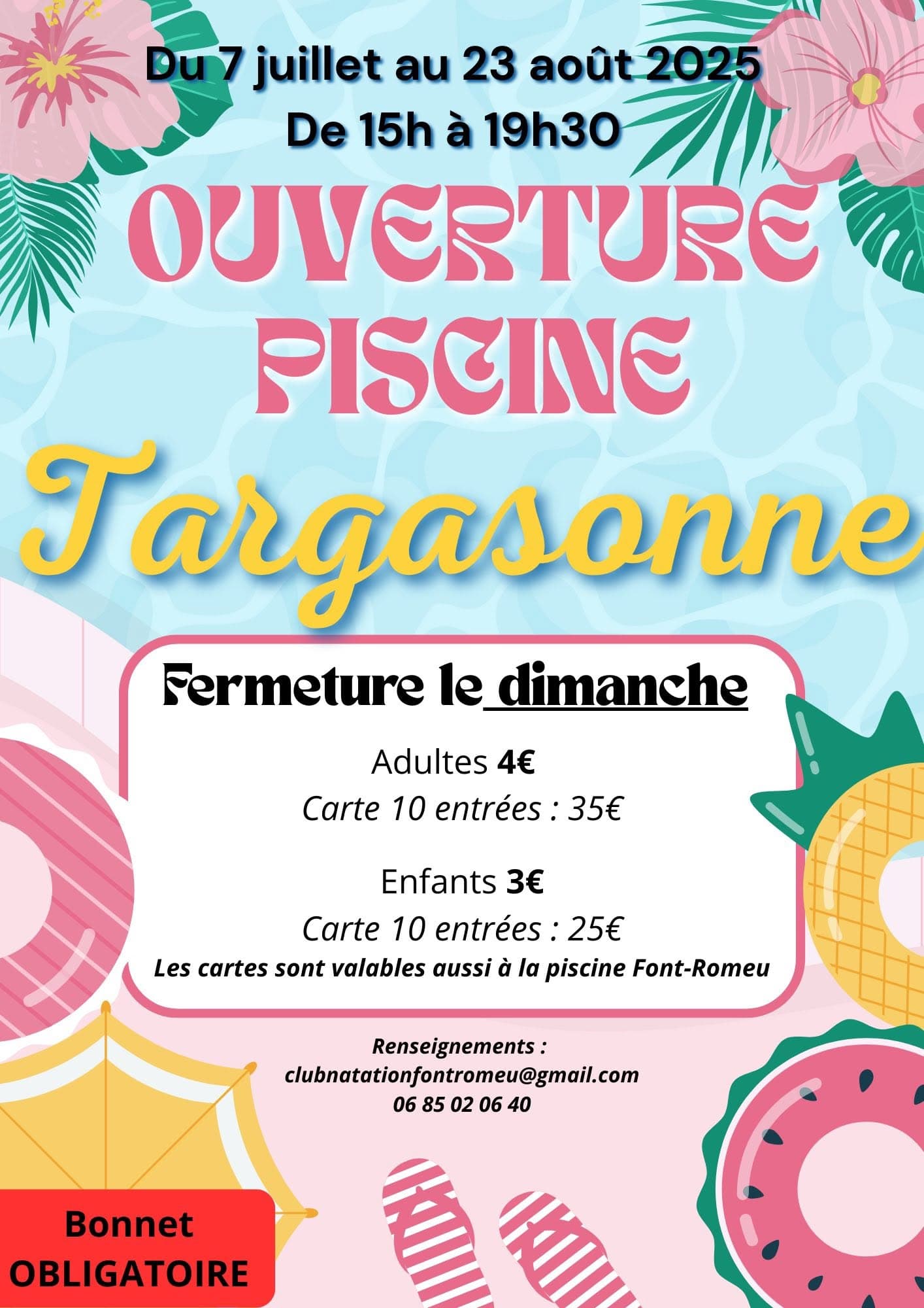 Ouverture piscine targa