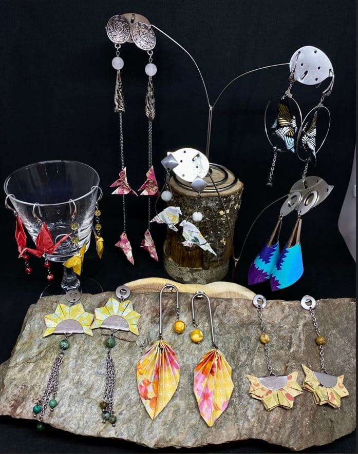 boucles d'oreille Origami argent