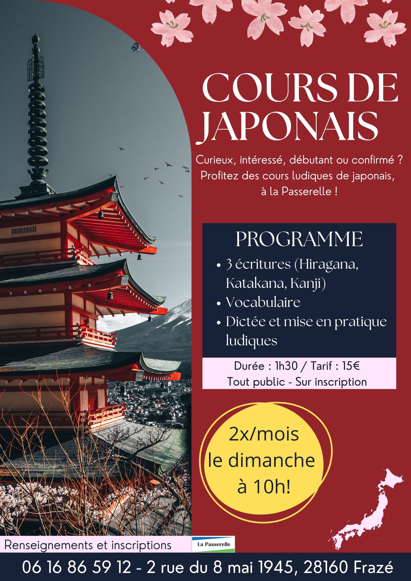 Red Simple English Classes Announcement Poster - 1