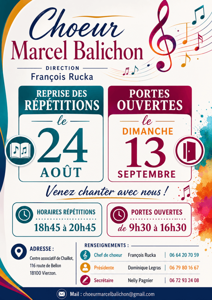 AFFICHE REPRISE CHORALE ET PORTES OUVERTES