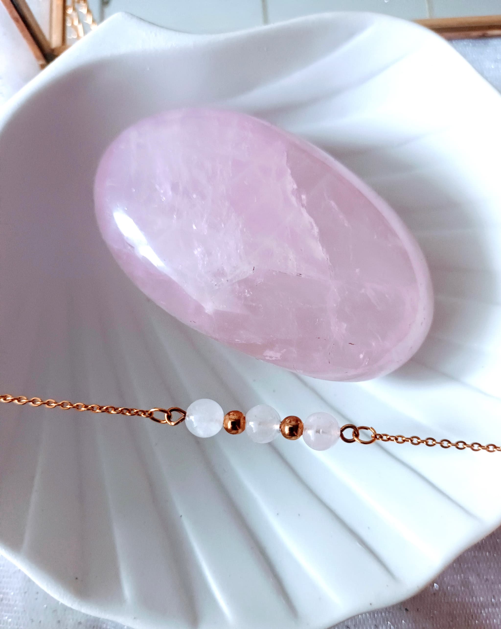 Bracelet quartz rose et perles