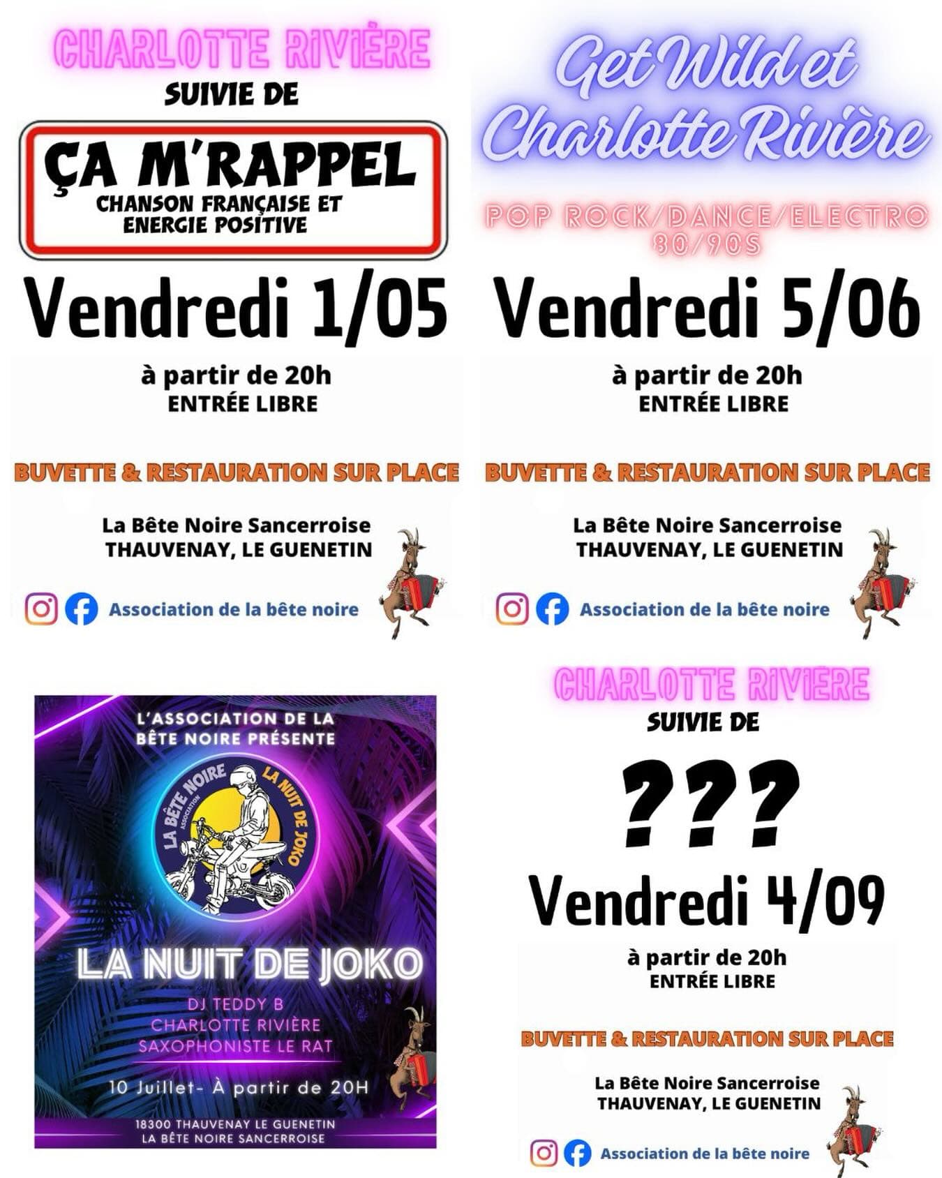 Concerts bete noire saison 2026