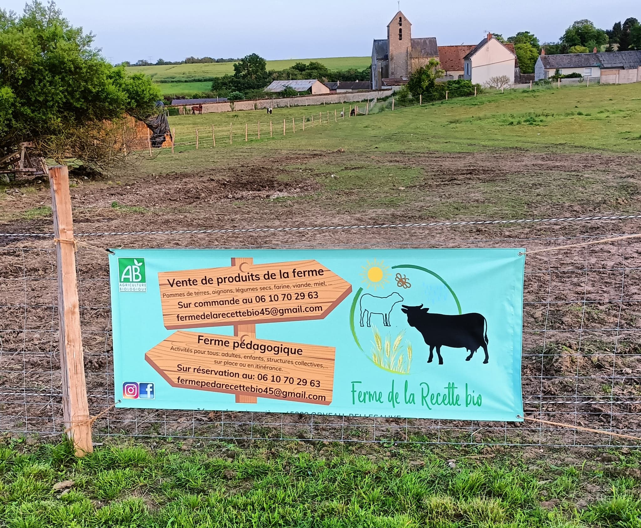 Panneau Ferme de la recette bio